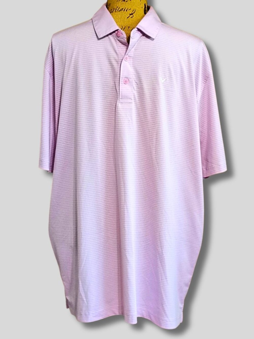 Callaway Opti Dri Golf Polo Shirt XL Lavender Striped Short Sleeve EUC